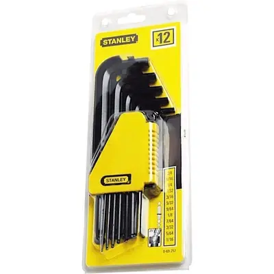 Stanley Hexagonal Allen Key Wrench 12 pcs. Set Long Series 1/16" to 3/8"