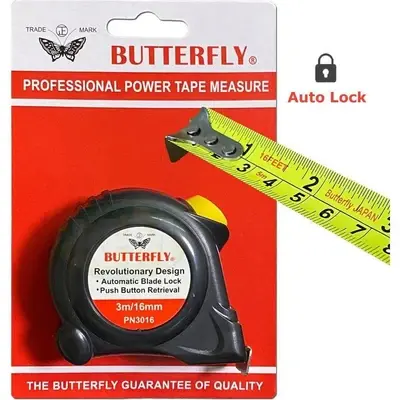 Butterfly Power Steel Tape Measure (Auto-Lock) 3 meters