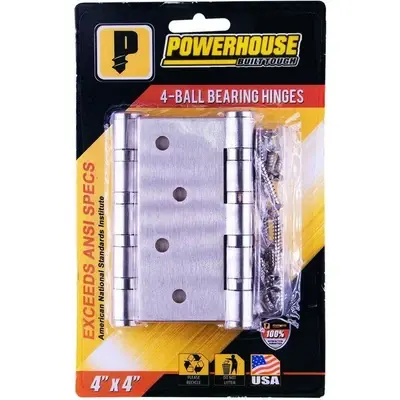 Powerhouse 4-Ball Bearing Hinges (Stainless) 3" x 3" (3.0mm)