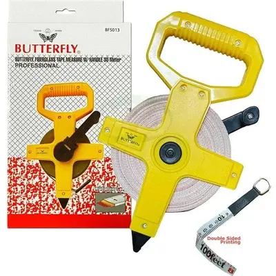 Butterfly Fiberglass Open Reel Long Tape Measure 50 meters
