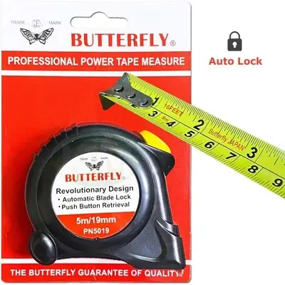 Butterfly Power Steel Tape Measure (Auto-Lock) 5 meters