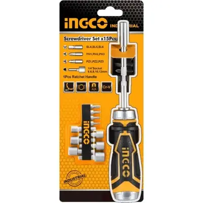 Ingco AKISD1508 15in1 Ratchet Screwdriver Set