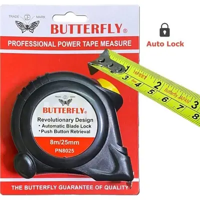 Butterfly Power Steel Tape Measure (Auto-Lock) 8 meters