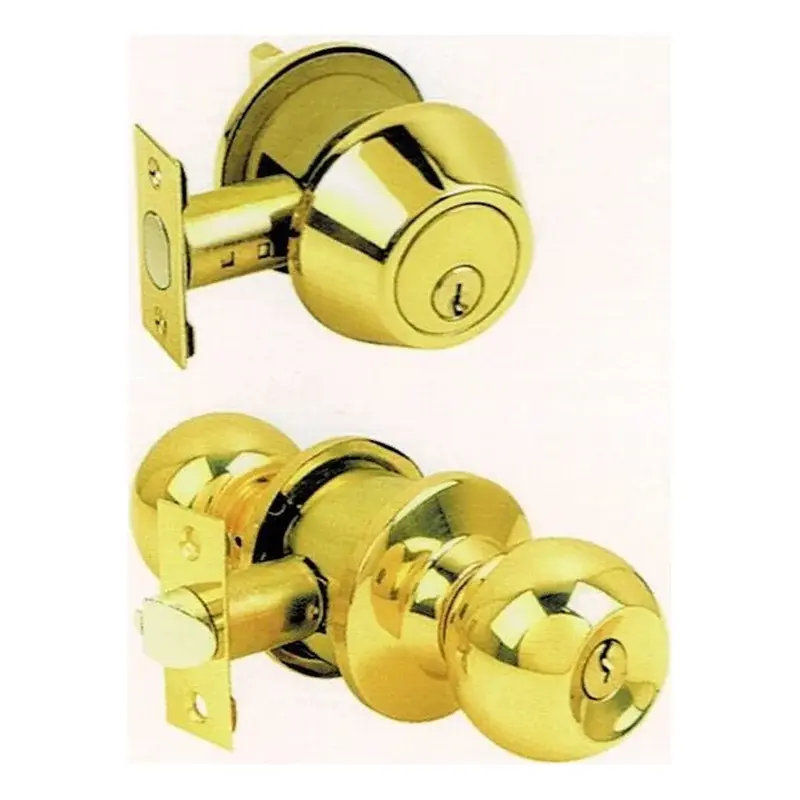 Amerilock AL D101 + AL 587 Deadbolt & Knob Lockset Combo Polished Brass (PB)