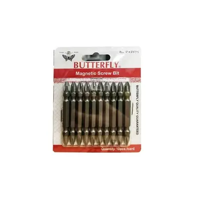 Butterfly #809 Magnetic Screwdriver Bit 1/4" x 2" (+) (10 pcs./card)