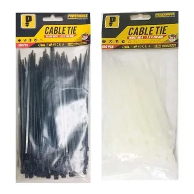 Powerhouse Nylon Cable Tie White No. 10 (4.8mm x 250mm)