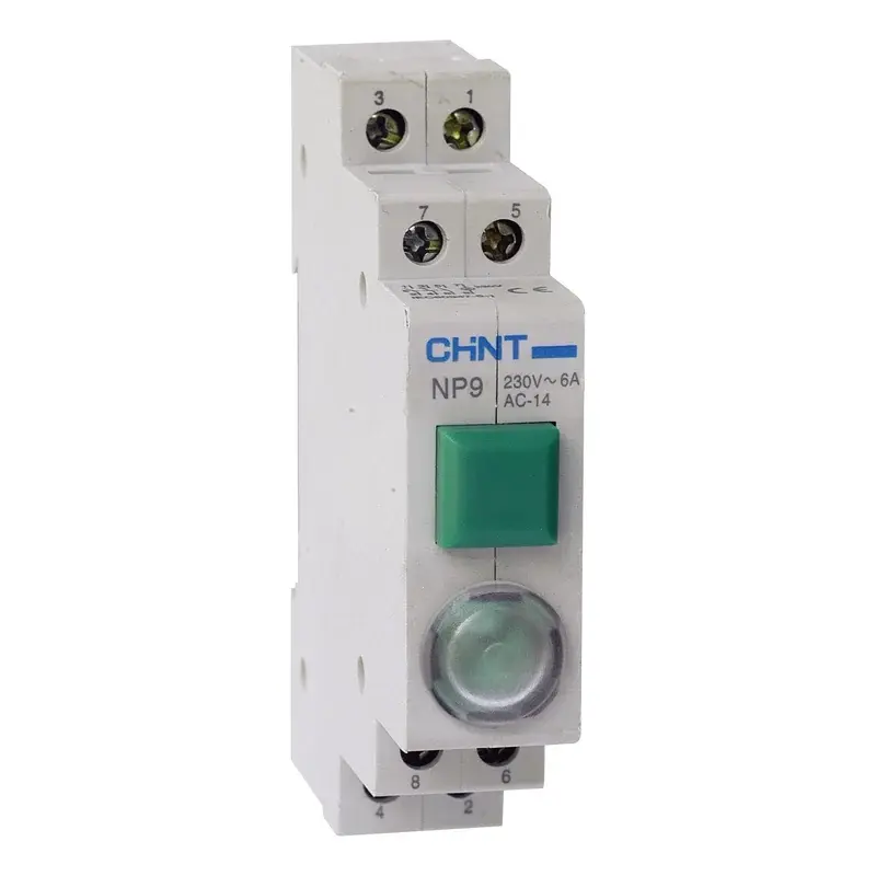 Chint NP9 Modular Push Button with Indicator 6A Green 1NO+1NC NP9-11D3/1