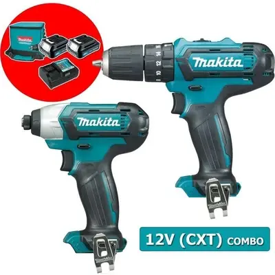 Makita CLX202 12V (CXT-Series) Cordless Combo Kit (Impact Driver - Hammer Drill)