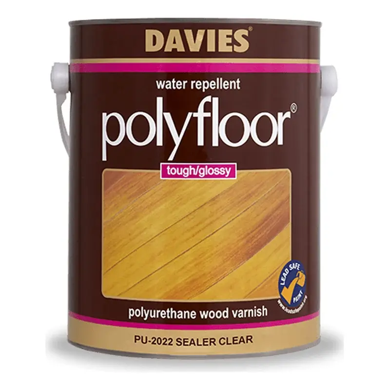 Davies Polyfloor 2K PU Floor Varnish Topcoat Gloss Clear w/ Hardener 4L Set