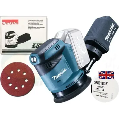 Makita DBO180Z 18V Cordless Random Orbit Sander (LXT-Series) [Bare] White Box (Made in United Kingdom)