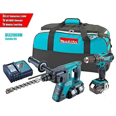 Makita DLX2069M (LXT-Series) 18V Cordless Combo Kit (Rotary Hammer + Hammer Drill]