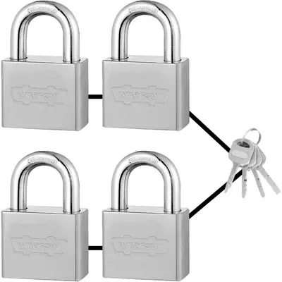 Wadfow WPDS454 4Pcs-Key-Alike Vane Iron Padlock (Square Type) 50mm