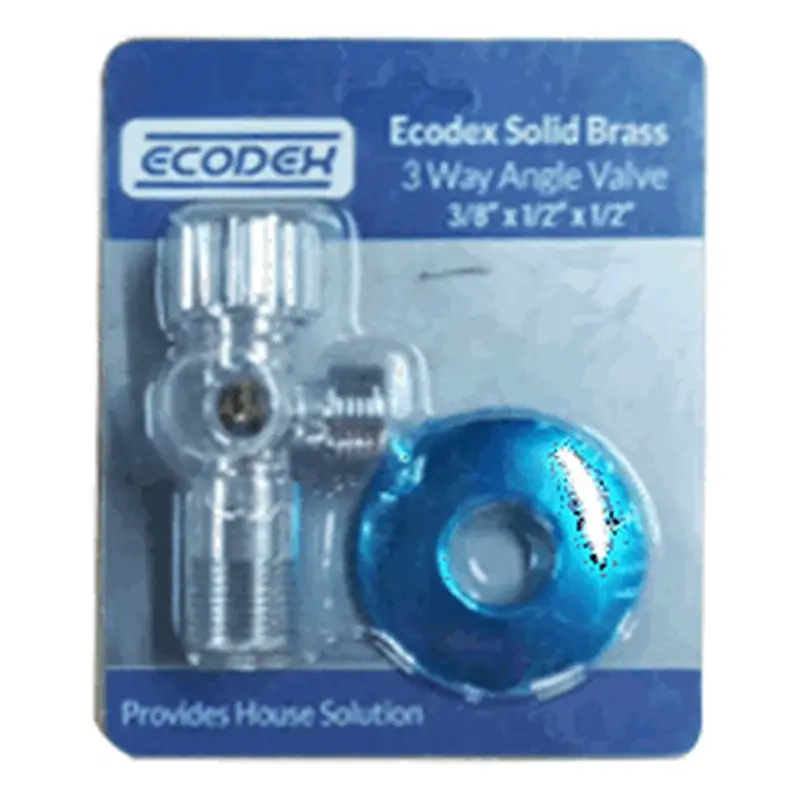 ECODEX 3-Way Angle Valve Screw Type 3/8" x 1/2" x 1/2"