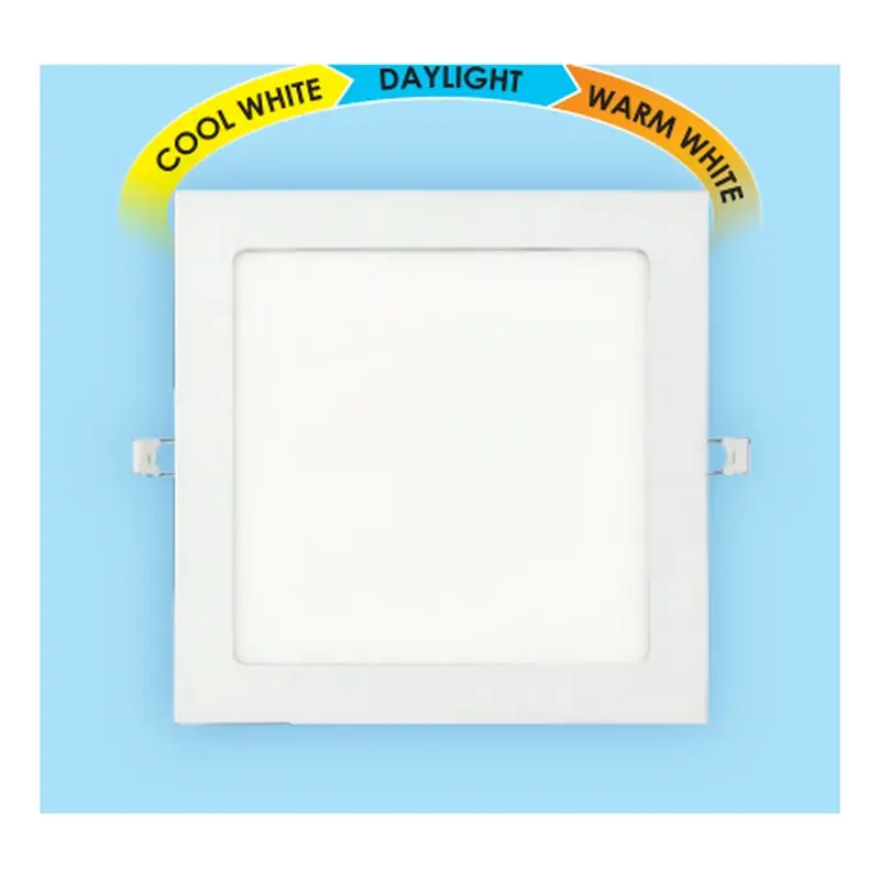 Ecolum LED 3-Color Recessed Slim Downlight Square Aluminum 12W 3-Color