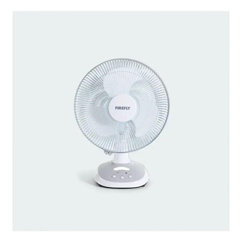 Firefly 12" Rechargeable Oscillating 3-Speed Fan with LED Night Light and USB Charger 24W