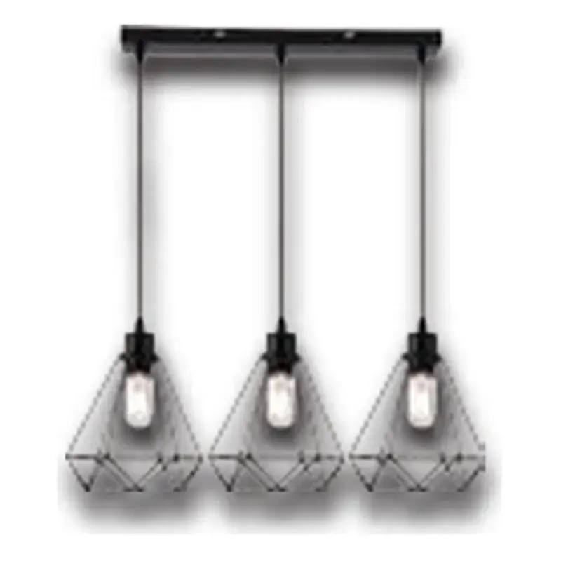 Firefly Diya 3-Lamp Diamond Pendant Lamp Rectangle Plate E27