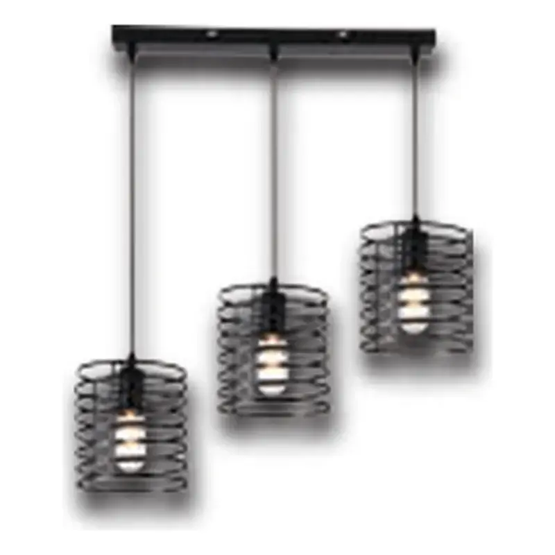 Firefly Luminoso 3-Lamp Cylinder Cage Pendant Lamp Rectangle Plate E27