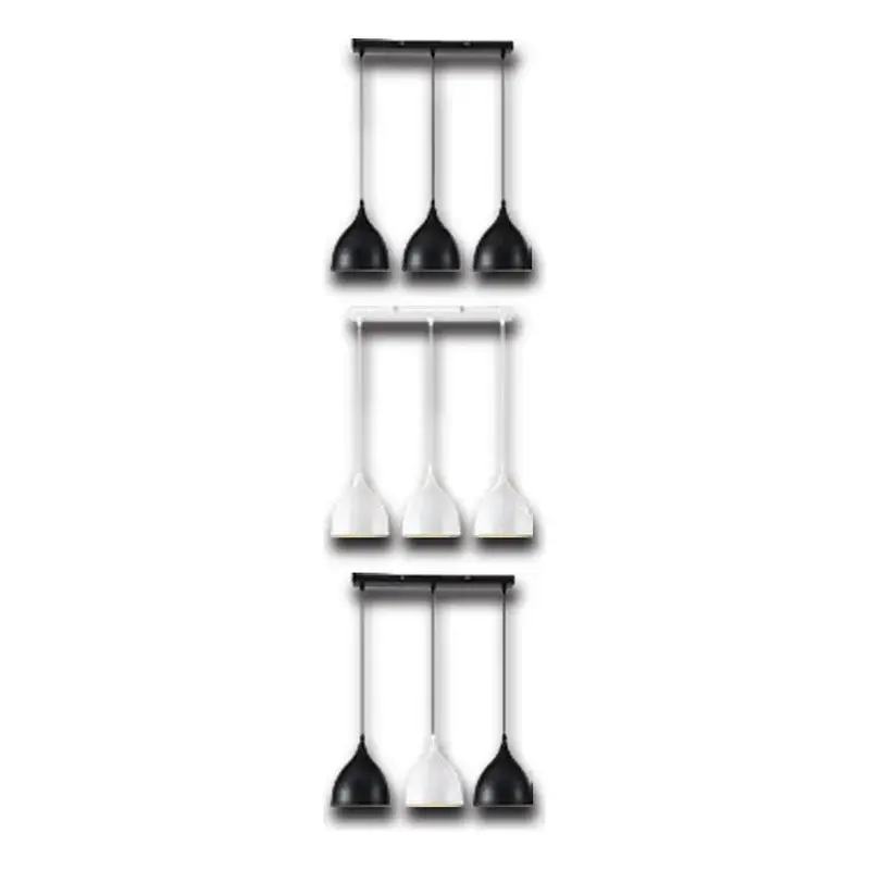 Firefly Roma 3-Lamp Dome Pendant Lamp Rectangle Plate Black & White E27
