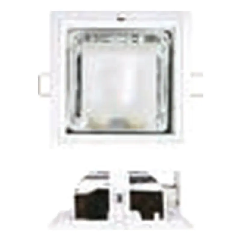 Firefly Square Horizontal Downlight Fixture Recessed Partial Frosted Glass & Groove 2xE27 5" (FD456)