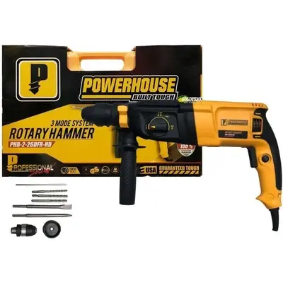 Powerhouse Rotary Hammer 3 Selector DFR Type Chuck SDS Plus 1,000W 26mm w/ Carrying Hard Case