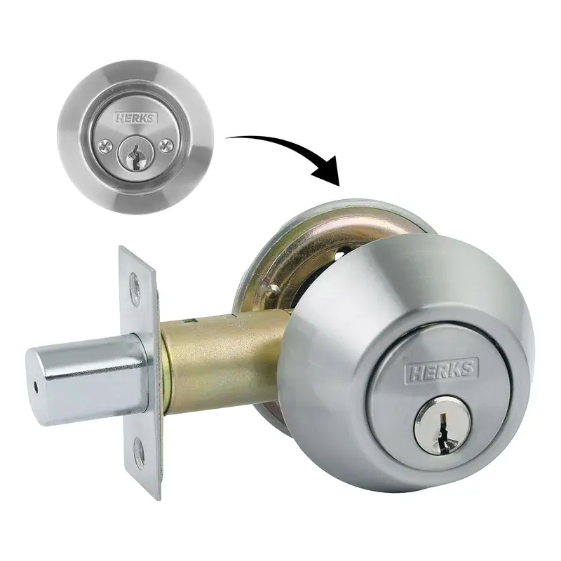 Herks Deadbolt Double Cylinder Stainless Steel Antique Brass