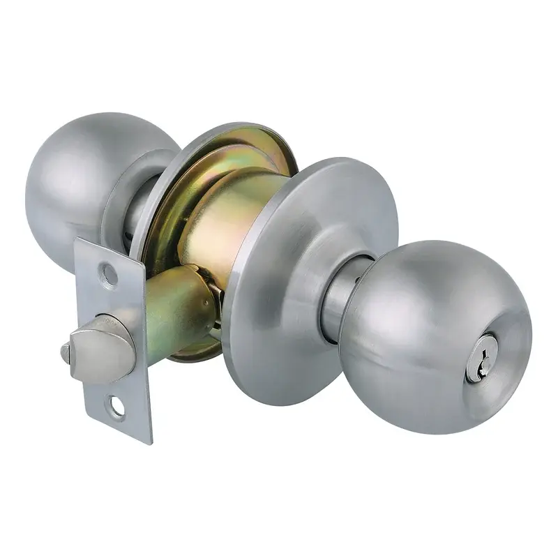 Herks Knobset Cylindrical Round Design Economy Privacy Satin Stainless