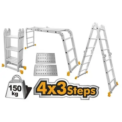 Ingco Aluminum Multi Purpose Ladder HLAD04431 4 x 3 Steps (162cm)