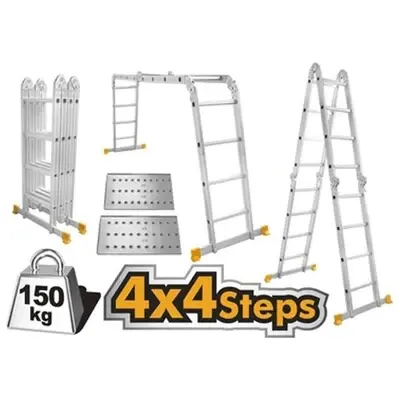 Ingco Aluminum Multi Purpose Ladder HLAD04441 4 x 4 Steps (228mm)