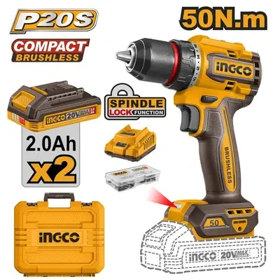 Ingco CDLI20506 Brushless Cordless Drill 20V 50Nm