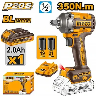 Ingco CIWLI20351 Cordless Impact Wrench 20V 350Nm