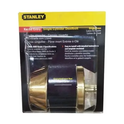 Stanley 83-6049 Single Cylinder Deadbolt US3 Bright Brass