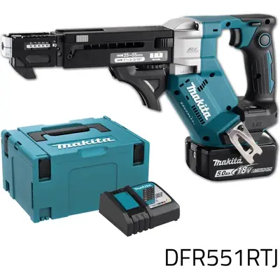 Makita DFR551RTJ 18V 55mm Cordless Auto Feed Screwdriver Kit (LXT)