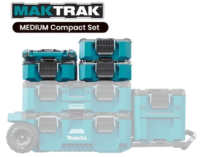 Makita MAKTRAK Medium Compact Tool Box & Organizer Bundle Set