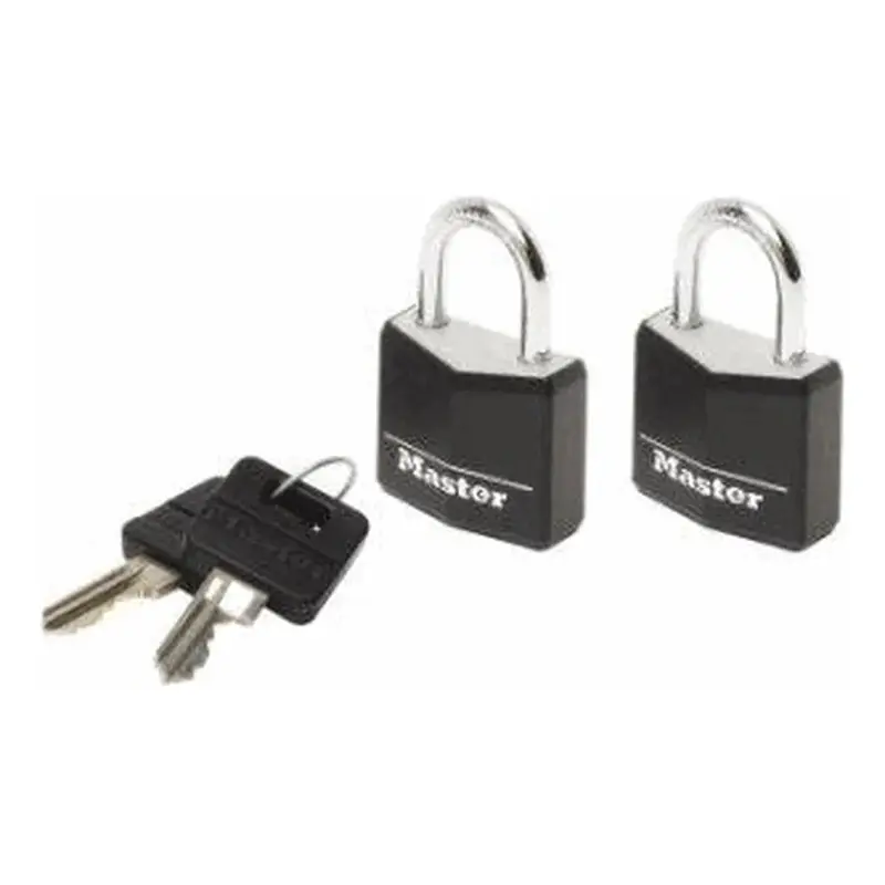 Master Lock Aluminum Padlock w/ Protective Vinyl Cover 2 pcs Key Alike No. 9140BLKEURT 40mm