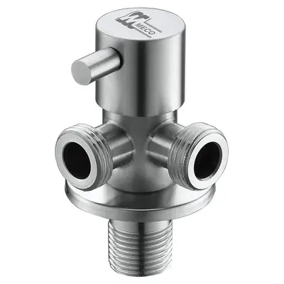 Meco 018N-SST 3-way Universal Angle Valve (3 Male Threads)