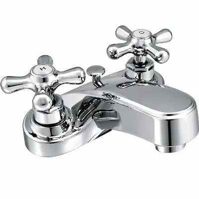 Meco Cross Handle Lavatory Center Set 4" 42128CP / Without Pop Up