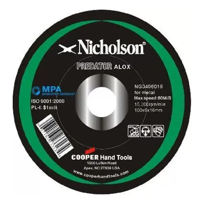Nicholson Grinding Disc for Metal 180 x 6 x 22.2mm