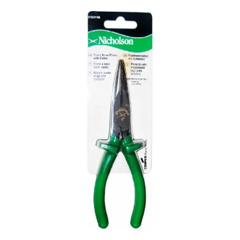 Nicholson Long Chain Nose Pliers with Wire Cutter 8"