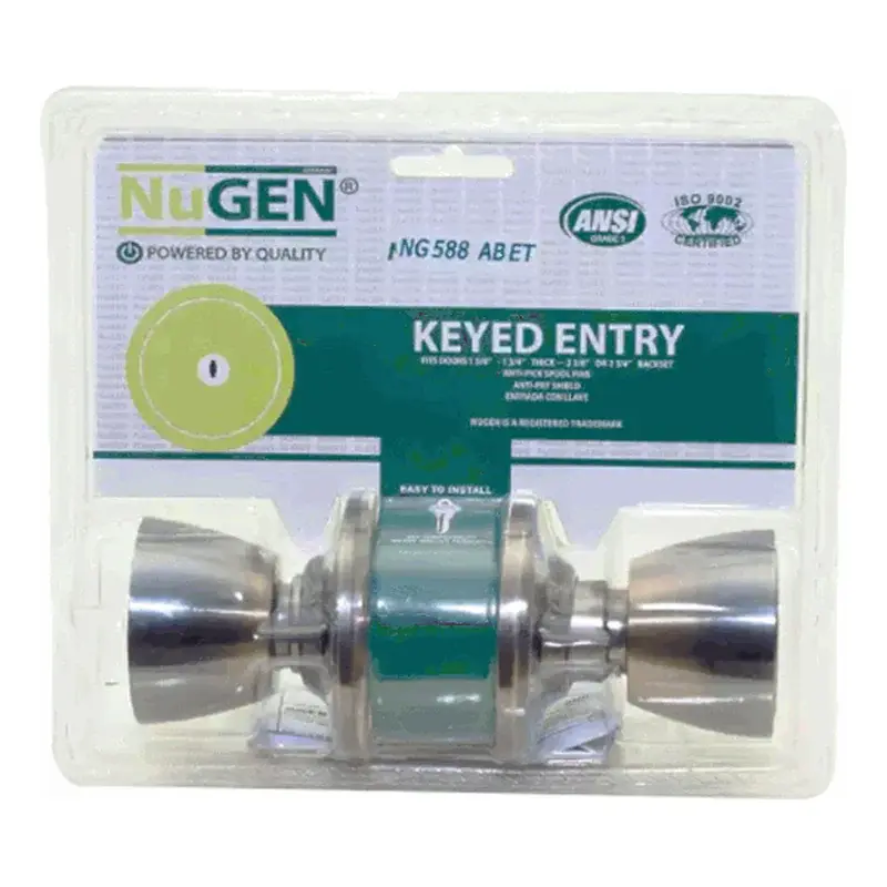 NuGEN Knob Lockset 588 Polished Brass