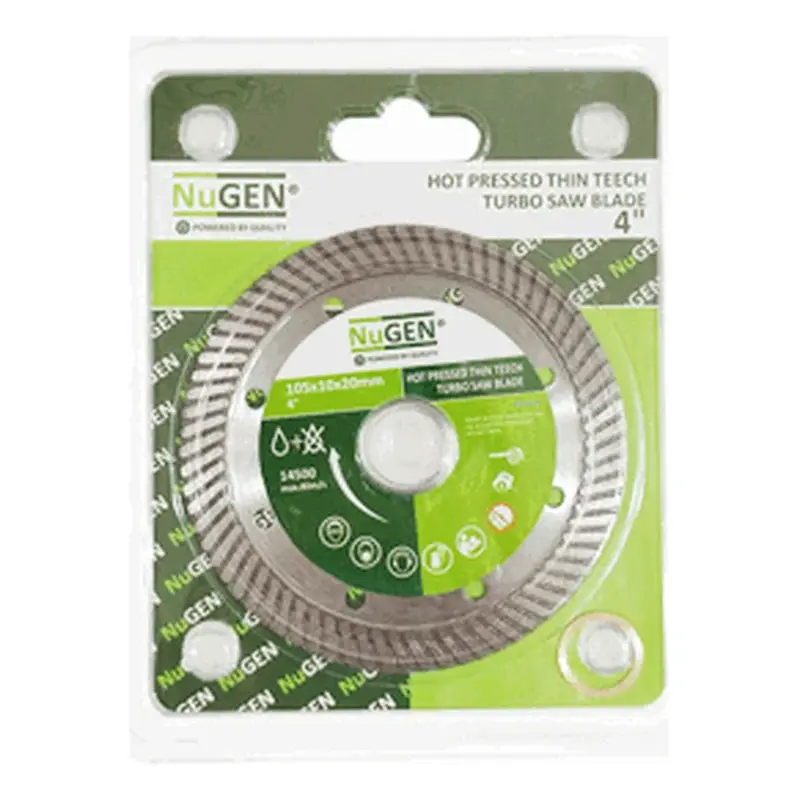 NuGEN Hot Press Thin Teeth Turbo Diamond Blade for Marble/Granite 4"