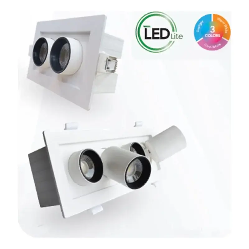Omni LED Recessed Rectangular Spot Downlight 4x6W Tricolor