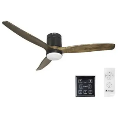 Powerhouse Wooden Ceiling Fan DC Motor 52" w/ LED Light & Wall & Wireless Remote Control Wood Finish