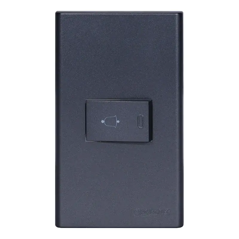 Powerhouse 1 Gang Plate w/ Door Bell / Push Button Black 250V/10A