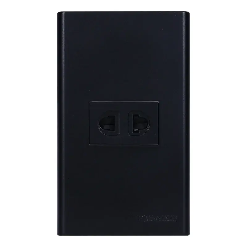 Powerhouse 1 Gang Plate w/ Universal Outlet 1pc Black 250V/16A