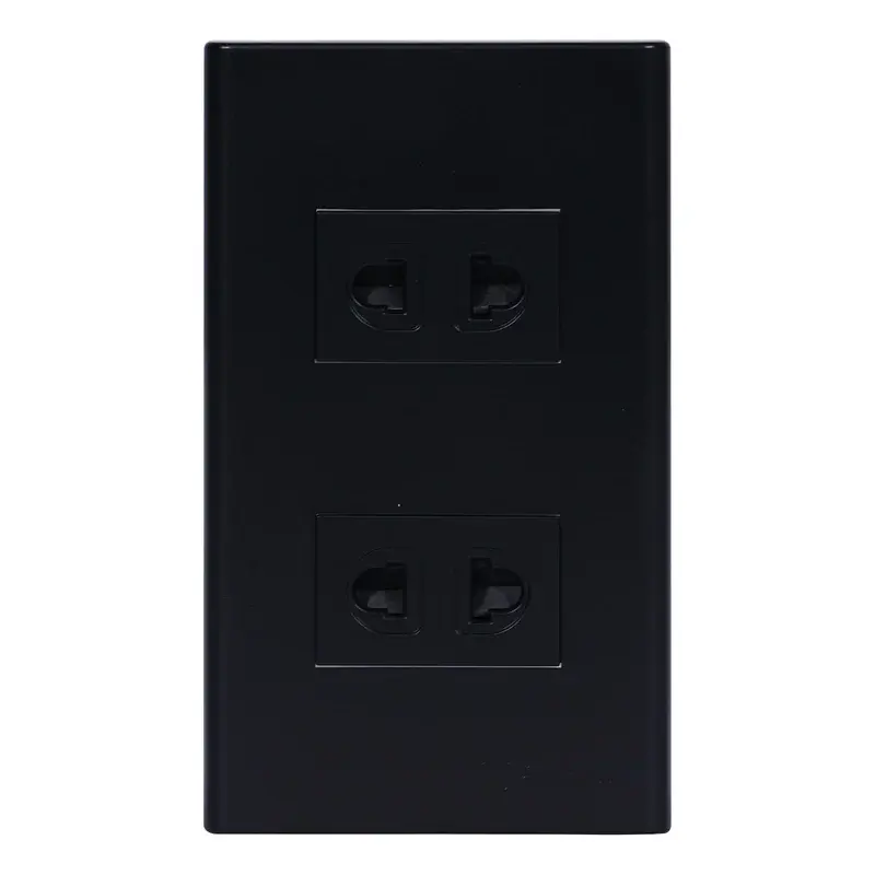 Powerhouse 2 Gang Plate w/ Universal Outlet w/ Ground 2pc Black 250V/16A
