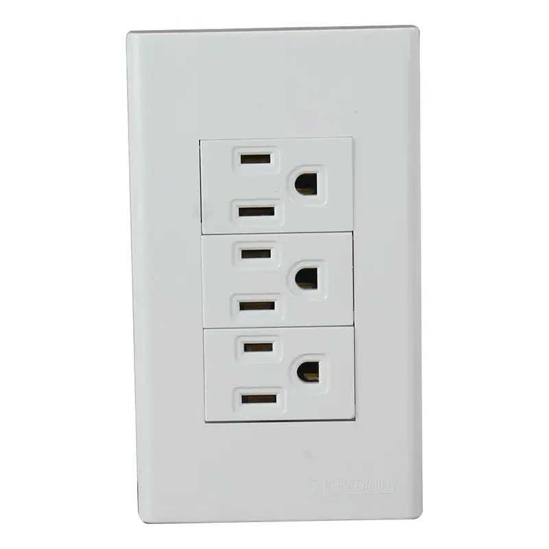 Powerhouse 3 Gang Plate w/ Regular Convenience Outlet (Flat Pin w/ Ground) 3pc 250V/16A