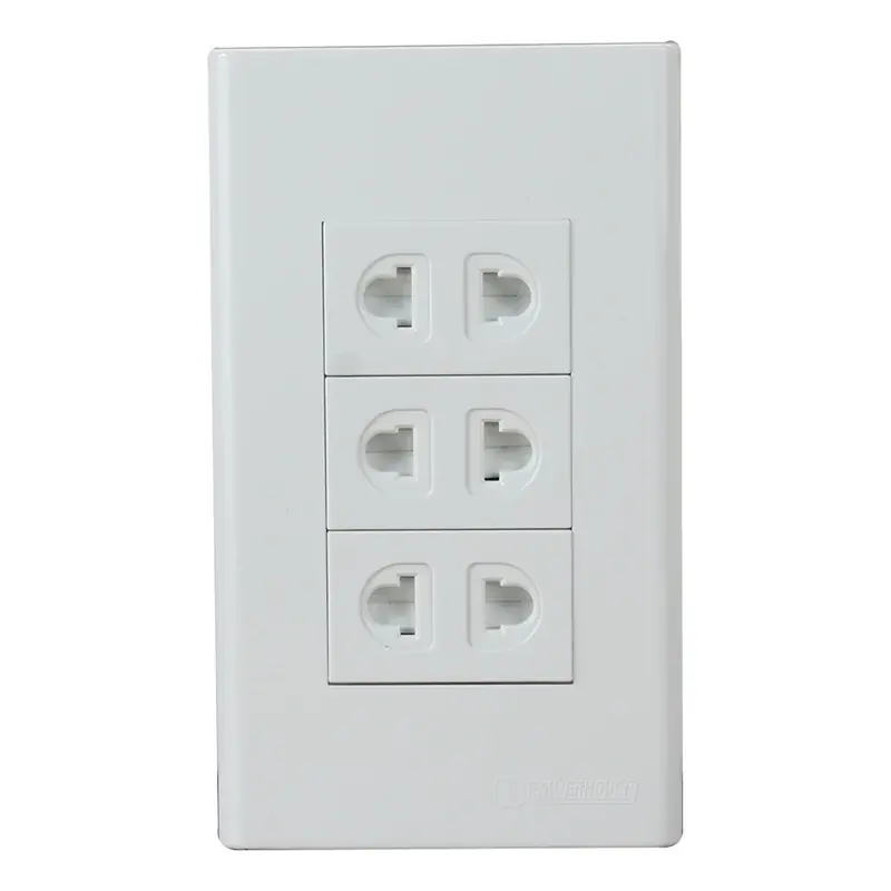 Powerhouse 3 Gang Plate w/ Universal Outlet 3pc Gray 250V/16A