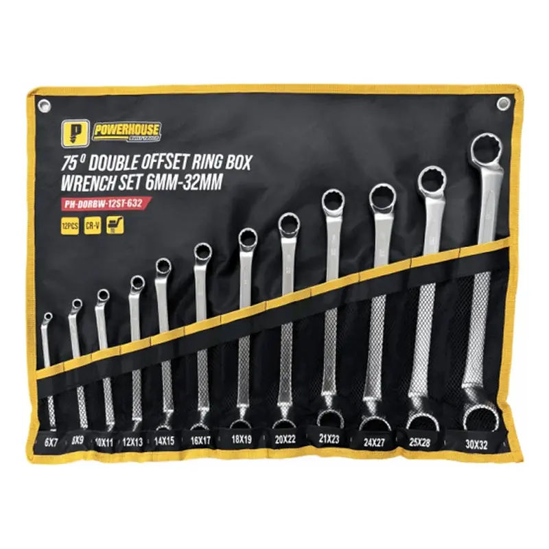 Powerhouse 75° Double Offset Ring Box Wrench Set CR-V 12 Pcs/Set (6mm-32mm)