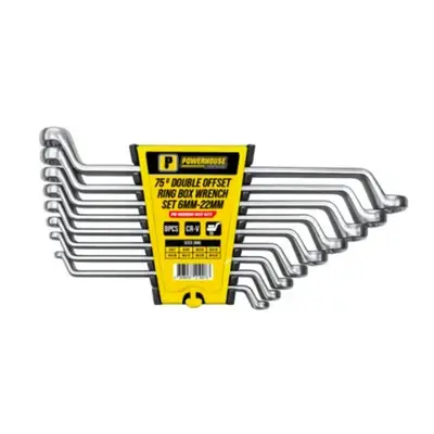 Powerhouse 8pcs 75° Double Offset Ring Box Wrench Set
