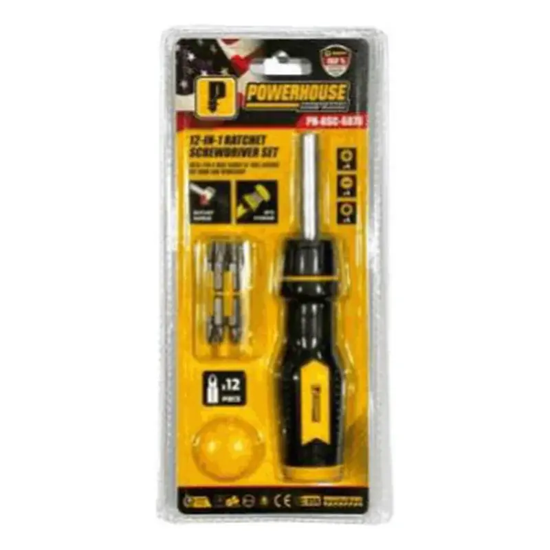 Powerhouse Cushion Grip 12-IN-1 Ratchet Screwdriver Set